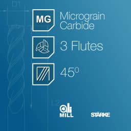 Ali-Mill 3 Flute Long Series carbide Slot Drill for Aluminium (STARKE AL453) product performance features.