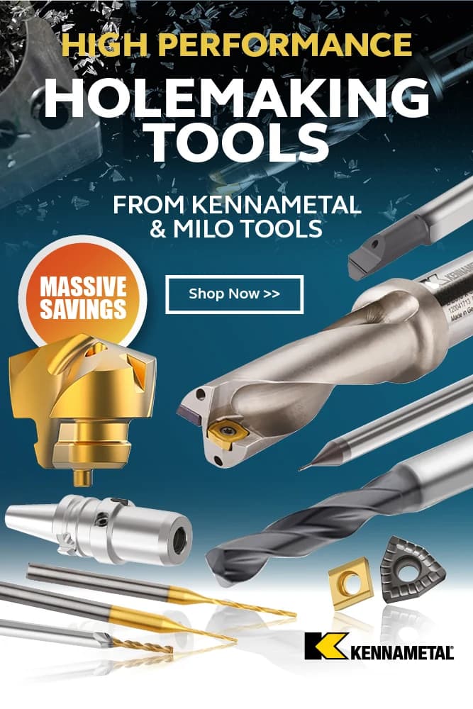 Image of hole making tools including carbide drills and indexable drilling systems from the brand Kennemetal.