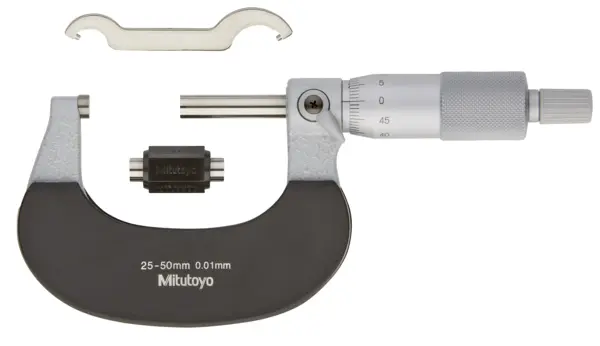 Image of outside micrometer with heat ins. plate 25-50mm,0,01mm .