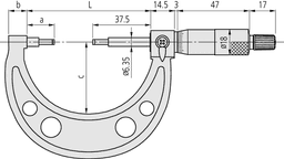 Technical Image of spline micrometer 0-1",0,0001", 3mm measuring face .