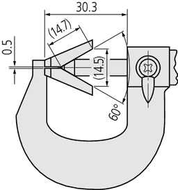 Technical Image of 3 flute v-anvil micrometer 1-15mm .