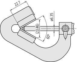 Technical Image of 3 flute v-anvil micrometer 2,3-25mm .