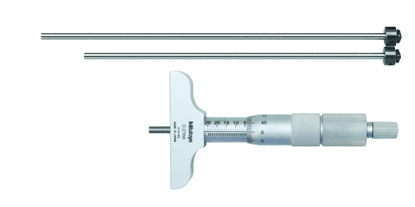 Image of depth micrometer, interchangeable rods 0-75mm, 63mm base .