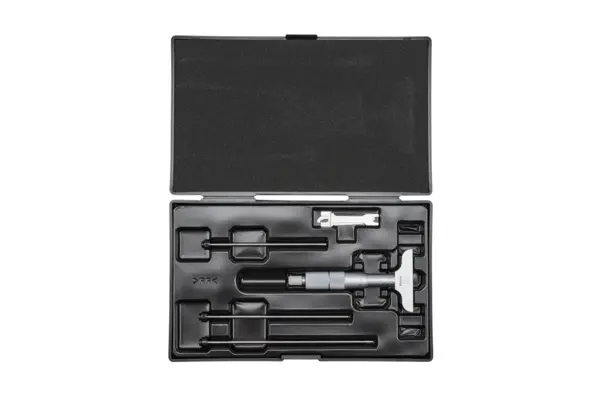 Image of depth micrometer, interchangeable rods 0-100mm, 63mm base .
