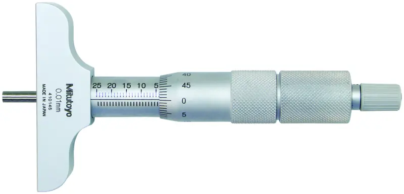 Image of depth micrometer, interchangeable rods 0-150mm, 63mm base .