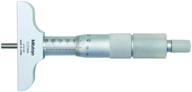 Image of depth micrometer, interchangeable rods 0-150mm, 63mm base .