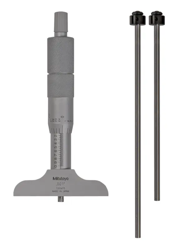 Image of depth micrometer, interchangeable rods 0-3",2,5" base .