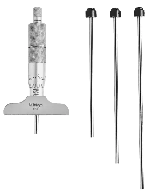 Image of depth micrometer, interchangeable rods 0-4",2,5" base .