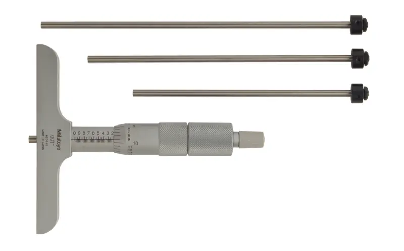Image of depth micrometer, interchangeable rods 0-4", 4" base .
