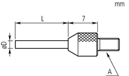 Technical Image of contact element cylinder, m2,5x0,45d=àú2mm, 8mm length, carbide, metric .