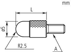 Technical Image of contact element shell, m2,5x0,45r=2,5mm, 15mm length, steel, metric .