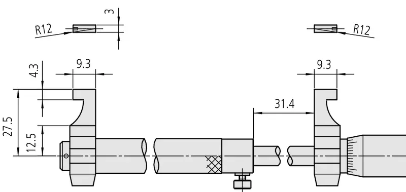 Technical Image of caliper jaw inside micrometer 275-300mm .