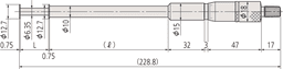 Technical Image of groove micrometer, rotating spindle 25-50mm,12,7mm flange .