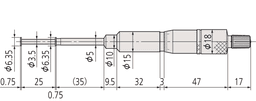 Technical Image of groove micrometer, rotating spindle 0-1",0,25" flange .