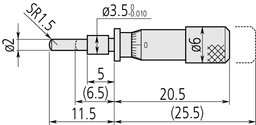 Technical Image of micrometer head ultra-small 0-5mm, spherical spindle .