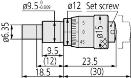 Technical Image of micrometer head, large thimble type thimble d=15mm, 0-6,5mm .