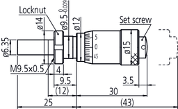 Technical Image of micrometer head, large thimble type thimble d=15mm, 0-13mm, clamp nut .