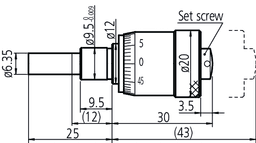 Technical Image of micrometer head, large thimble type thimble d=20mm, 0-13mm .