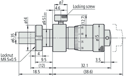 Technical Image of micrometer head locking screw type 0-6,5mm, clamp nut .