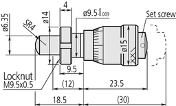 Technical Image of microm. head, spindle feed 0,25mm/rev. 0-6,5mm, clamp nut, spherical spindle .