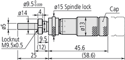 Technical Image of micrometer head zero adjustable thimble 0-13mm, clamp nut, spindle lock .