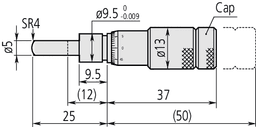 Technical Image of micrometer head zero adjustable 0-0,5", spherical spindle .