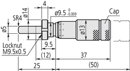 Technical Image of micrometer head zero adjustable 0-13mm, clamp nut, spherical spindle .