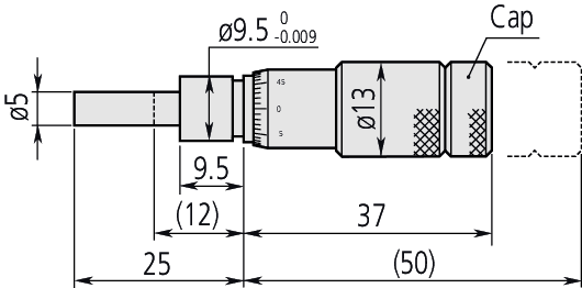 Technical Image of micrometer head zero adjustable 0-0,5", reverse reading .