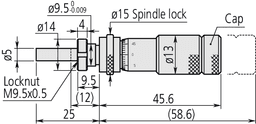 Technical Image of micrometer head zero adjustable 0-13mm, clamp nut, spi. lock, rev. rea. .
