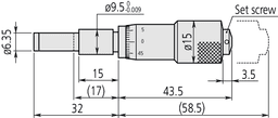 Technical Image of micrometer head carbide-tipped 0-0,5" .