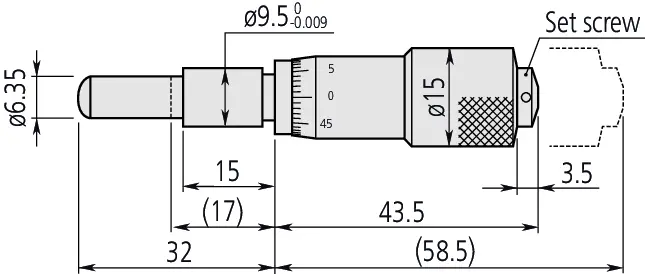 Technical Image of micrometer head carbide-tipped 0-0,5", spherical spindle .