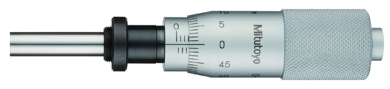 Image of micrometer head, medium-sized standard 0-25mm, clamp nut, w/o ratched stop .