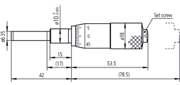Technical Image of micrometer head, medium-sized standard 0-25mm, w/o ratched stop .