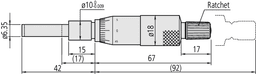 Technical Image of micrometer head, medium-sized standard 0-1" .