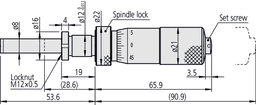 Technical Image of microm. head, heavy duty, 8 mm spindle 0-25mm, cl. nut, spi. lock, w/o rat. st. .