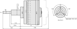 Technical Image of micrometer head non-rotating spindle 0-1", thimble 85,5mm,0,00001" .