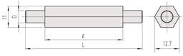 Technical Image of micrometer setting standard length: 1" .