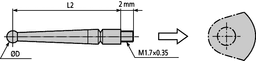 Technical Image of stylus for series 513 d=0,5mm,18,7mm length, steel .