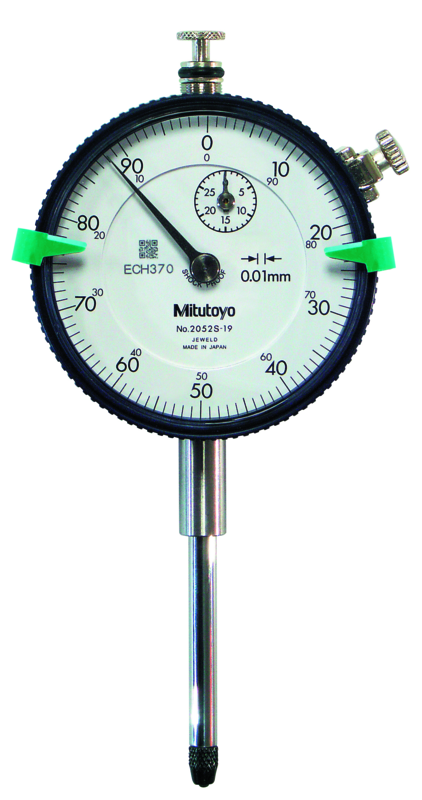 Image of dial indicator, flat back 30mm,0,01mm, shockproof .