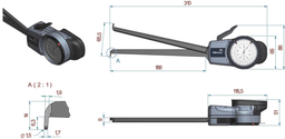 Technical Image of internal dial caliper gauge 15-65mm,0,05mm .