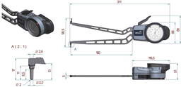 Technical Image of internal dial caliper gauge 40-90mm,0,05mm .