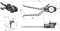 Technical Image of internal dial caliper gauge 70-120mm,0,05mm .