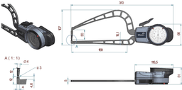 Technical Image of external dial caliper gauge 0-50mm,0,05mm .