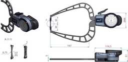 Technical Image of external dial caliper gauge 0-50mm,0,05mm .