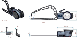 Technical Image of external dial caliper gauge 0-50mm,0,05mm .