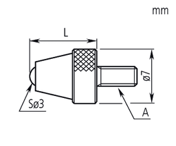 Technical Image of contact element ball point, m2,5x0,458,3mm length, metric .