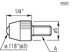 Technical Image of contact element ball point, 4-48unf 1/4" length, carbide, inch .