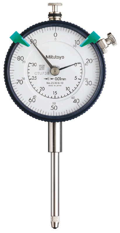 Image of dial indicator, flat back 30mm,0,01mm, coaxial rev. counter .