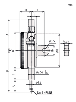 Technical Image of dial indicator, lug back, agd/ansi 0,05",0,0001", jew. bearing, shockproof .