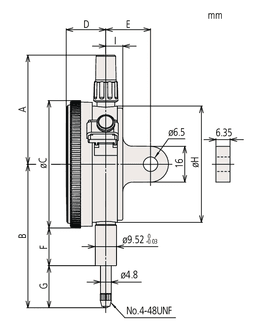 Technical Image of dial indicator, lug back, agd/ansi 0,008",0,0001", one revo., shockproof .
